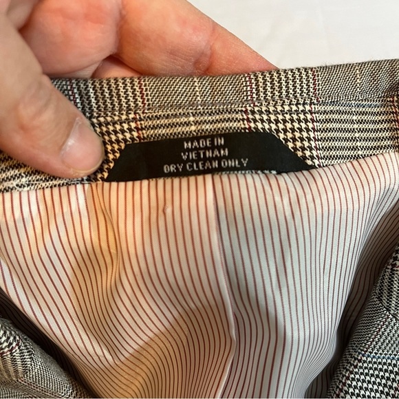 Haggar Men's 42S Plaid Windowpane Blazer Contrast Stitching Preppy Academia - Picture 9 of 15